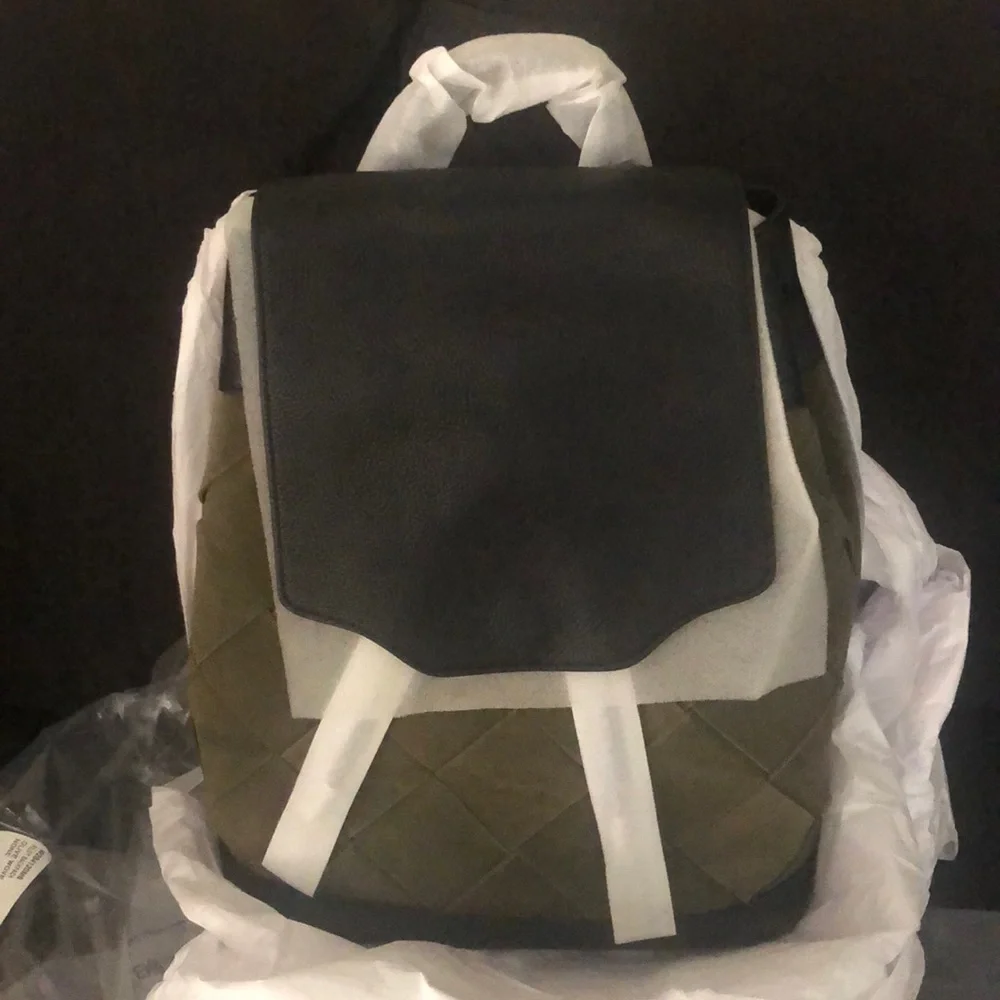 NWT $695 Rag & Bone Pilot Suede & Leather Backpack in Olive and Black!